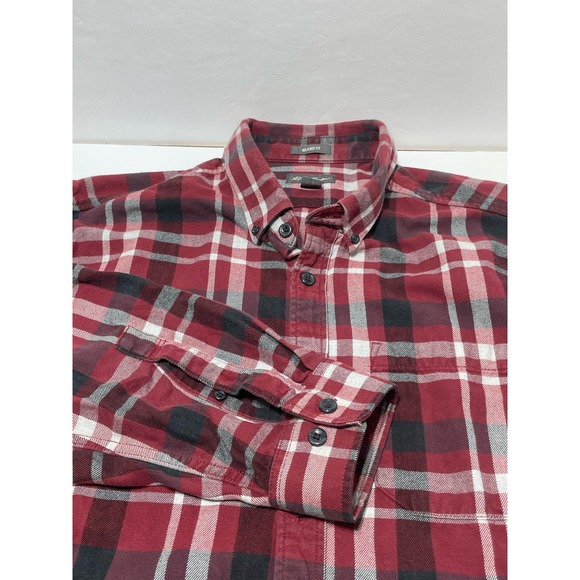 Eddie Bauer Men’s Flannel‎ Button Dow n Red Black Size Large - Picture 1 of 5
